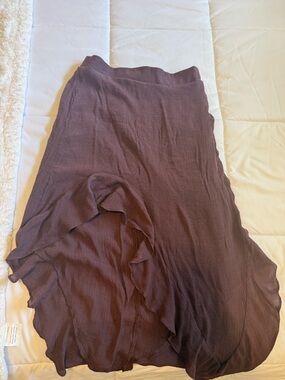 Flowing Dark brown Ruffle Hem Women's Skirt